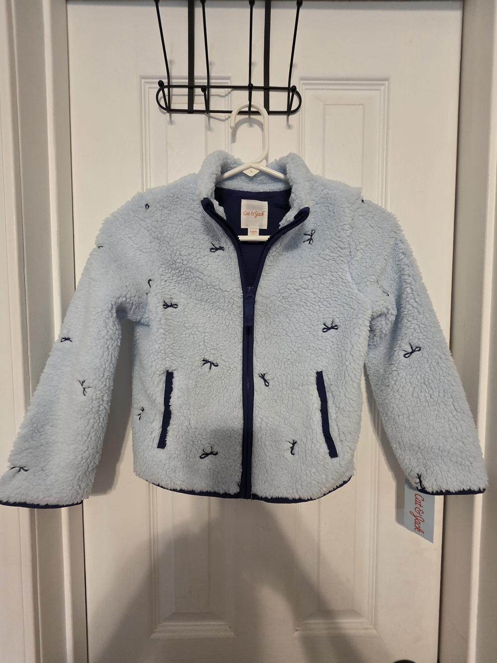 Cat & Jack Light Blue Sherpa Jacket with Navy Accents